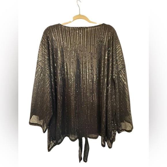 Belle by Kim Gravel Glam sequin tie knot blouse Neck 2X NWOT Whimsigoth Stevie - Picture 4 of 9